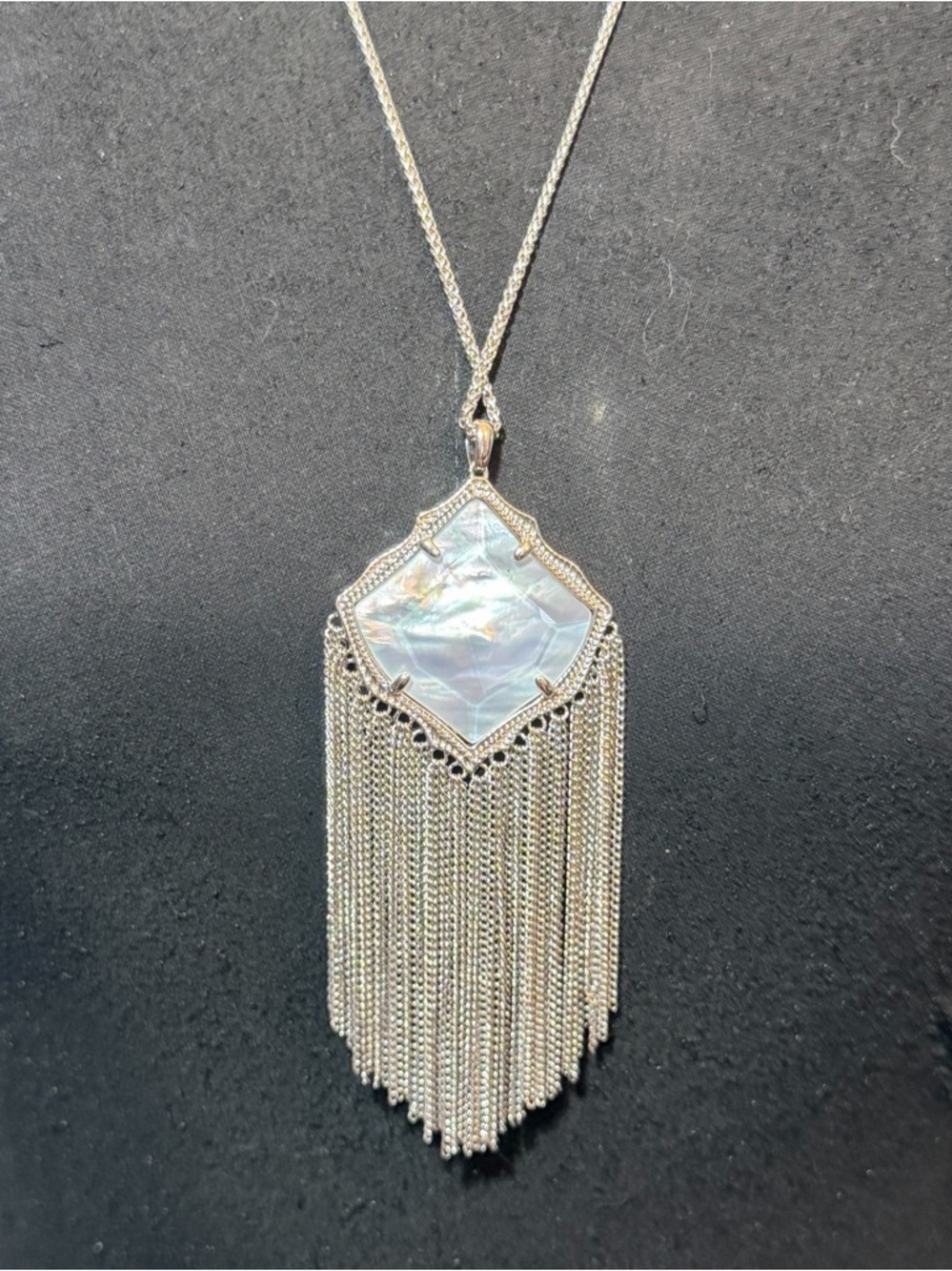Kendra Scott Kingston Silver Necklace in White Mother of Pearl - Picture 6 of 9